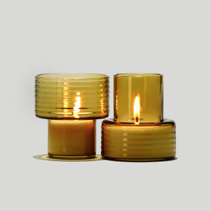 Conjunto de 3 Castiçais em vidro GLOW TOGETHER em Mostarda