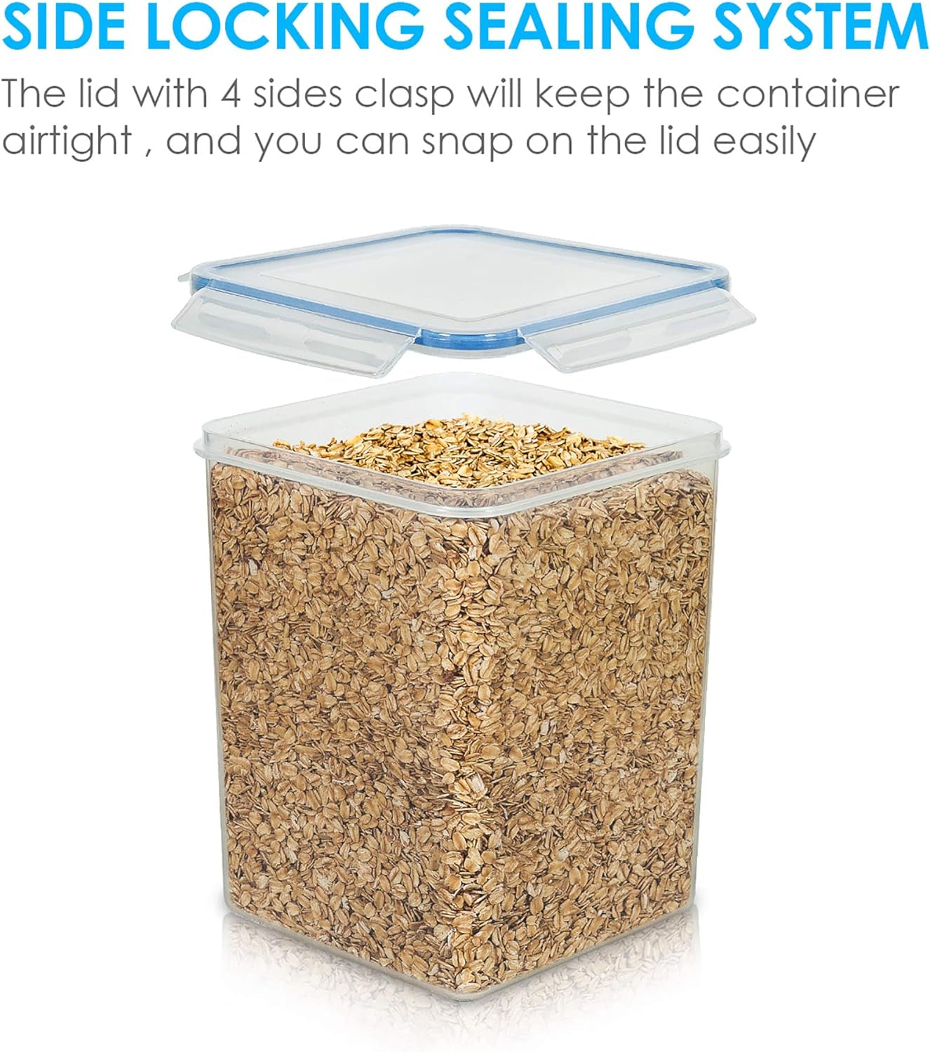 5.2L Airtight Flour and Sugar Storage Containers Set, 4 Pieces, Blue | BPA-Free Food Grade Material, Dishwasher Safe (Lids Not Included), Includes 4 Measuring Cups and 24 Labels