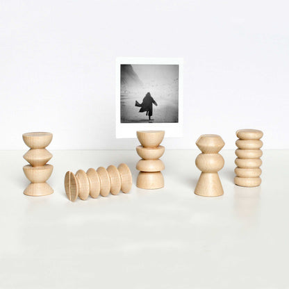 Totem Wooden Picture / Postcard Stand - Set of 5 Tall Stands